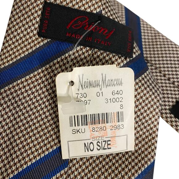 NWT Brioni Flannel and Blue Striped Tie Hand Made in Italy 100% Silk - Picture 5 of 14